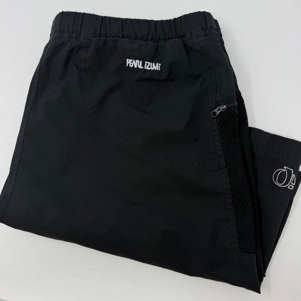 Pearl Izumi Mens XL Black Mountain Bike Shorts Mesh Zipper Pockets Belted MTB